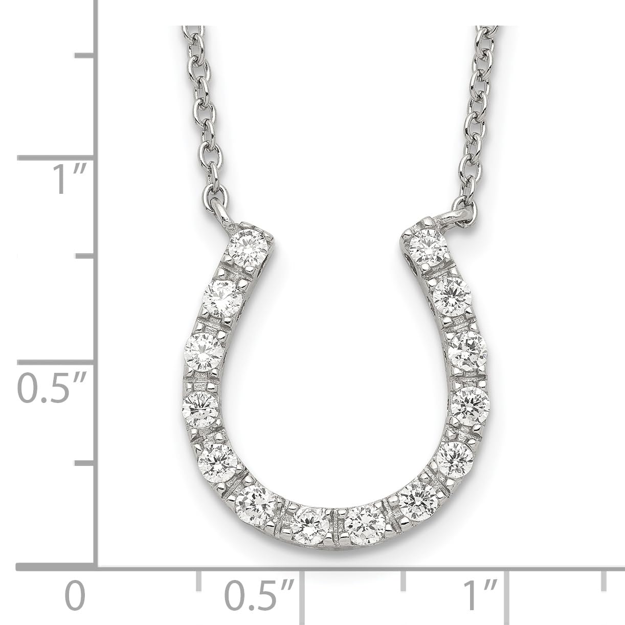 Sterling Silver Rhodium-plated CZ Horseshoe Necklace 16 Inches