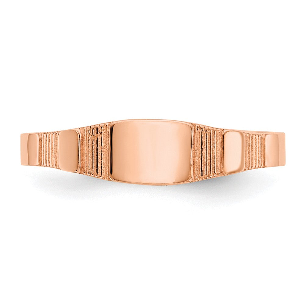 10K Rose Gold Polished Square Baby Signet Ring Size 2
