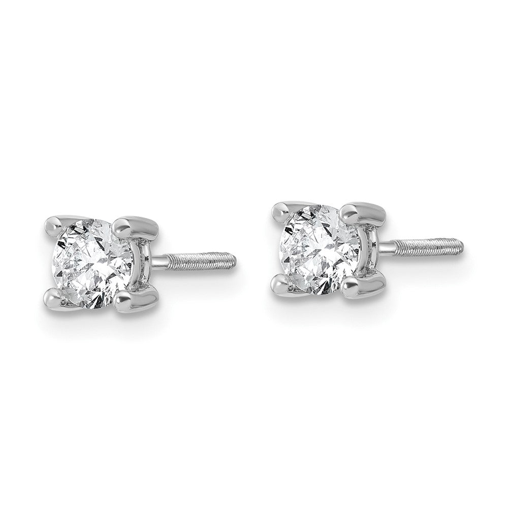 14k White Gold 5/8 carat Certified Lab Grown Diamond VS/SI+ G+ Round Complete Four Prong Screwback Heavyweight Stud Earrings