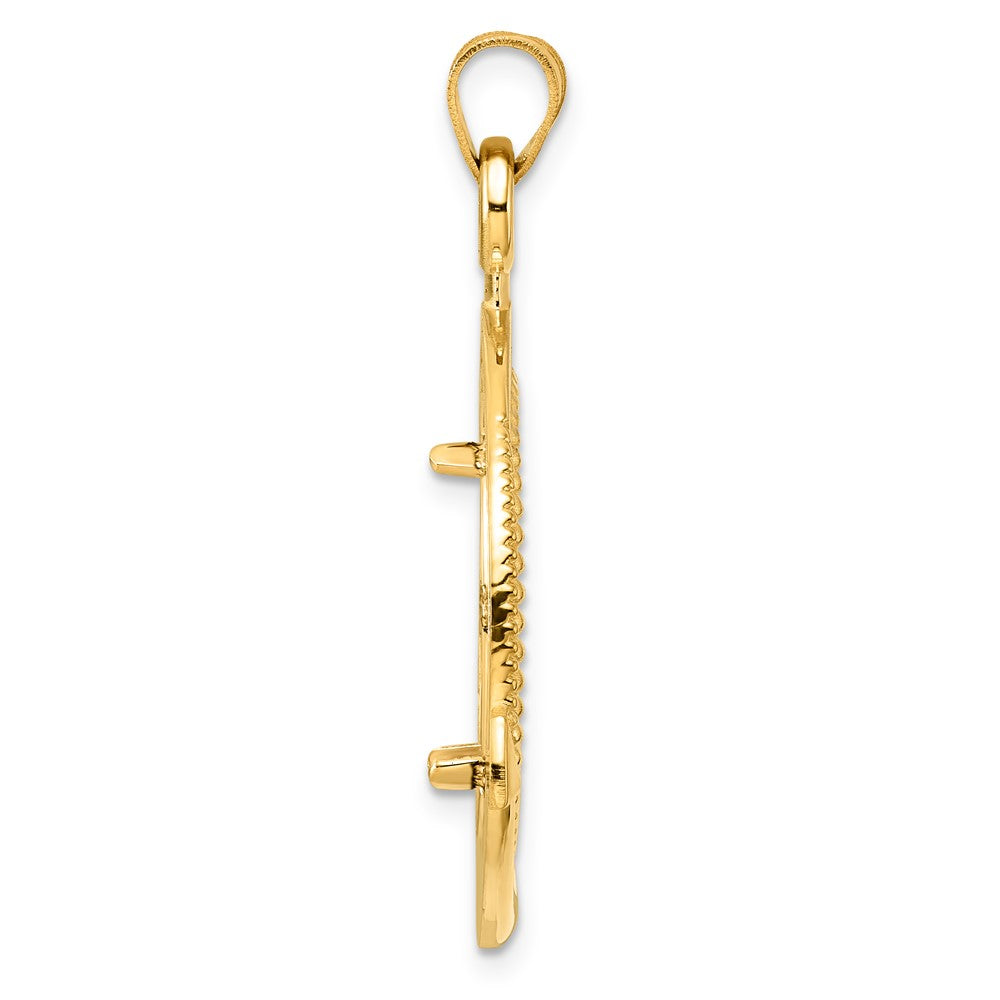 14k Diamond Cut Ships Anchor with 18.0mm Prong Coin Bezel Pendant