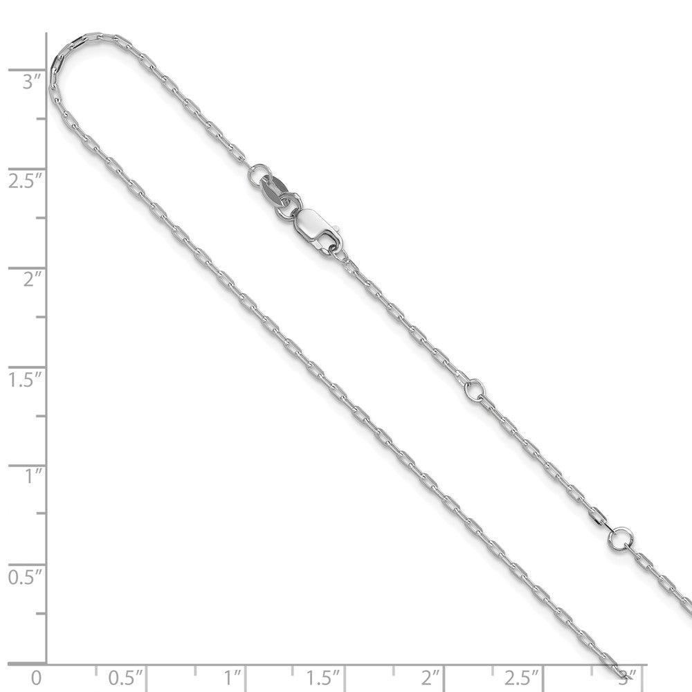 14K White Gold 1.3mm Flat Cable 1in+1in Adjustable Chain