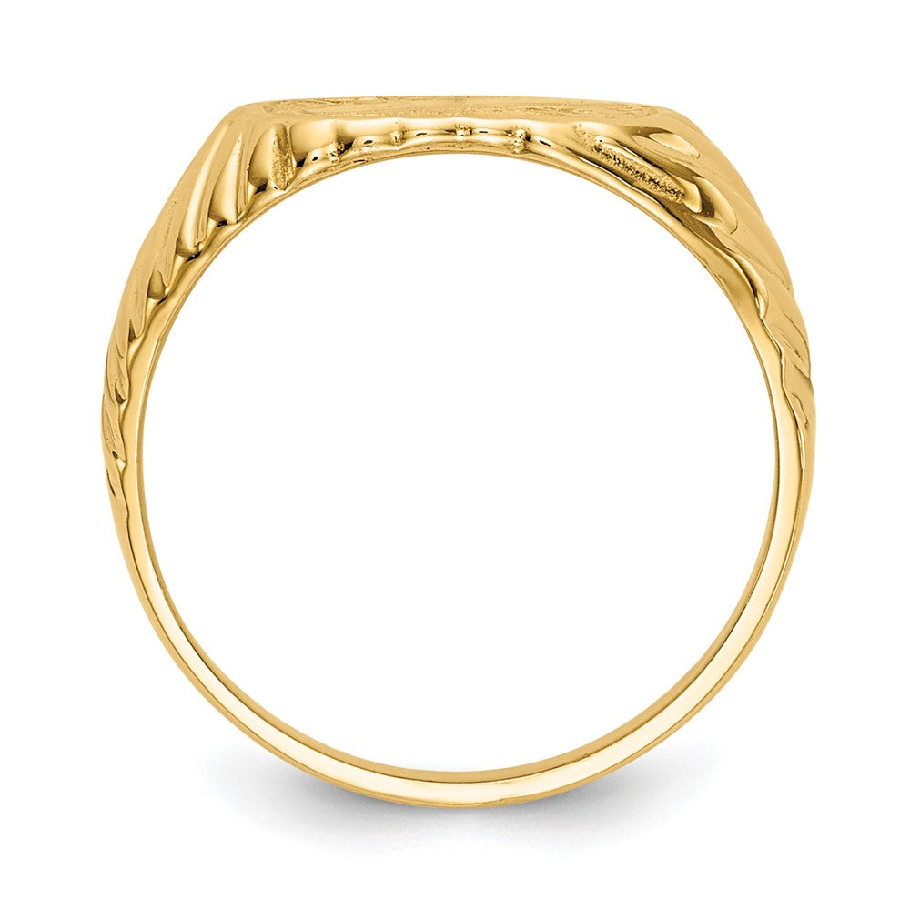 14K Gold Polished Baby Rectangle Signet w/Stripes Ring Size 2.25