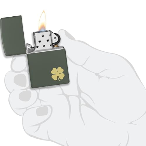 Zippo Four Leaf Clover Green Matte Pocket Lighter