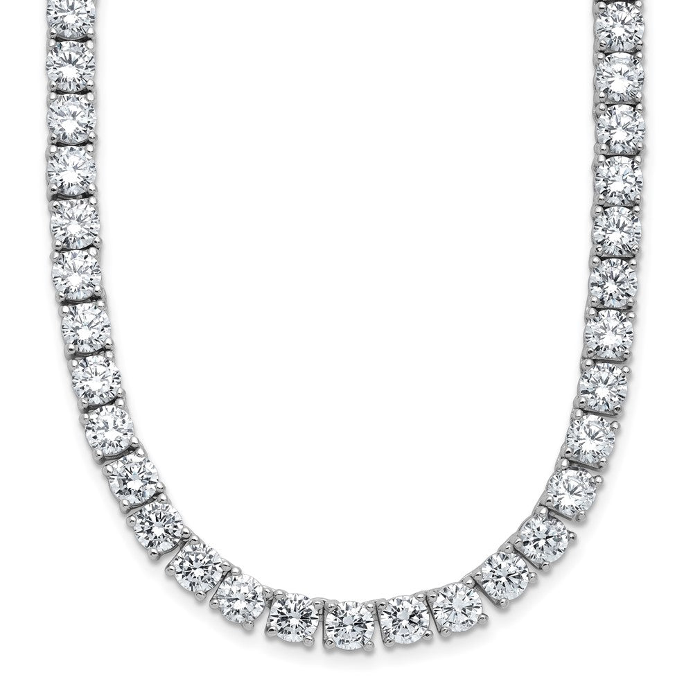 Cheryl M Sterling Silver Rhodium-plated Polished 5.00mm CZ with Safety Clasp Tennis Necklace 18 Inches