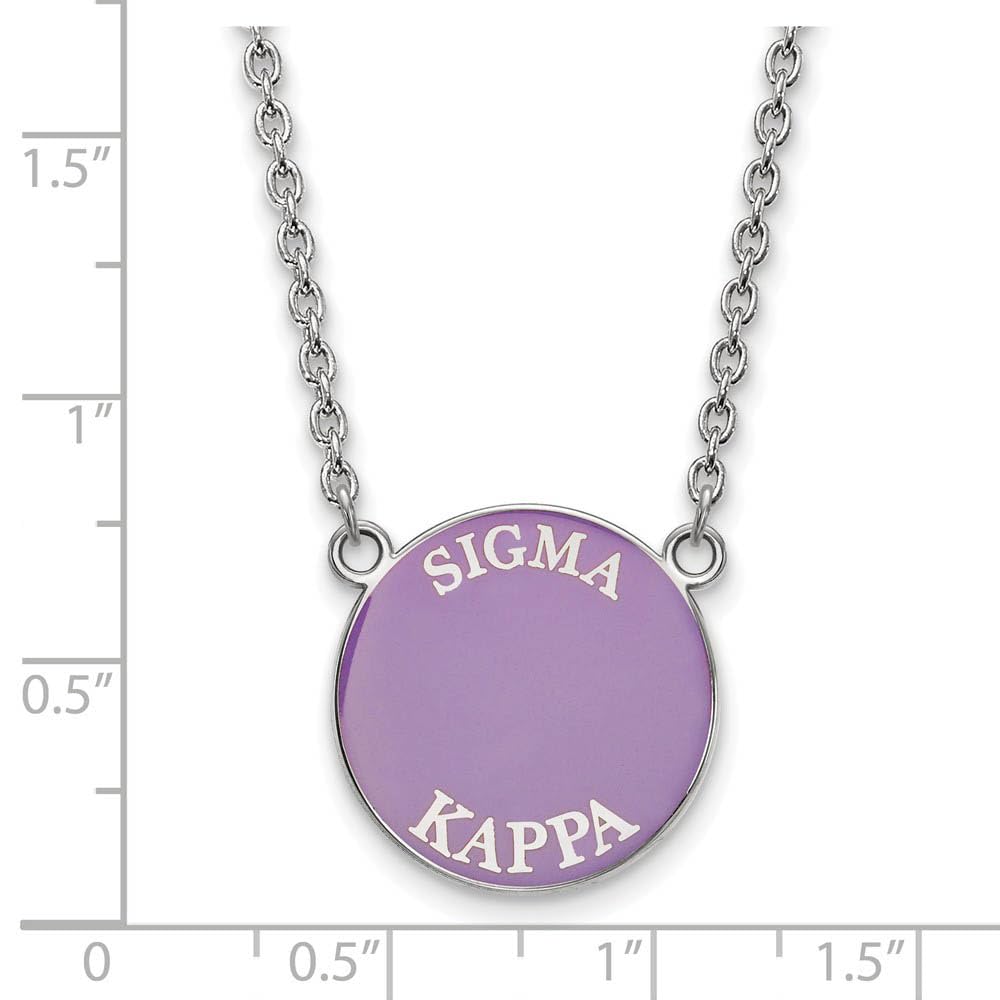 LogoArt Sterling Silver Sigma Kappa Small Enameled Pendant Necklace With 18 Inch
