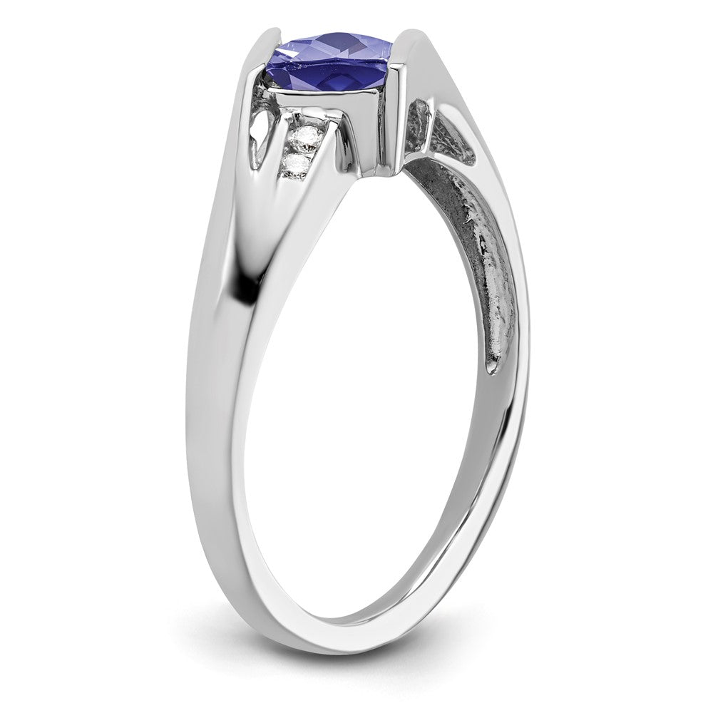 Sterling Silver CR Sapphire & Diamond Ring