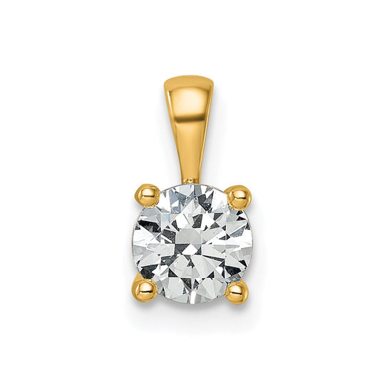 14k 3/4 carat Lab Grown Diamond VS+ F+ Round Complete Four Prong Pendant