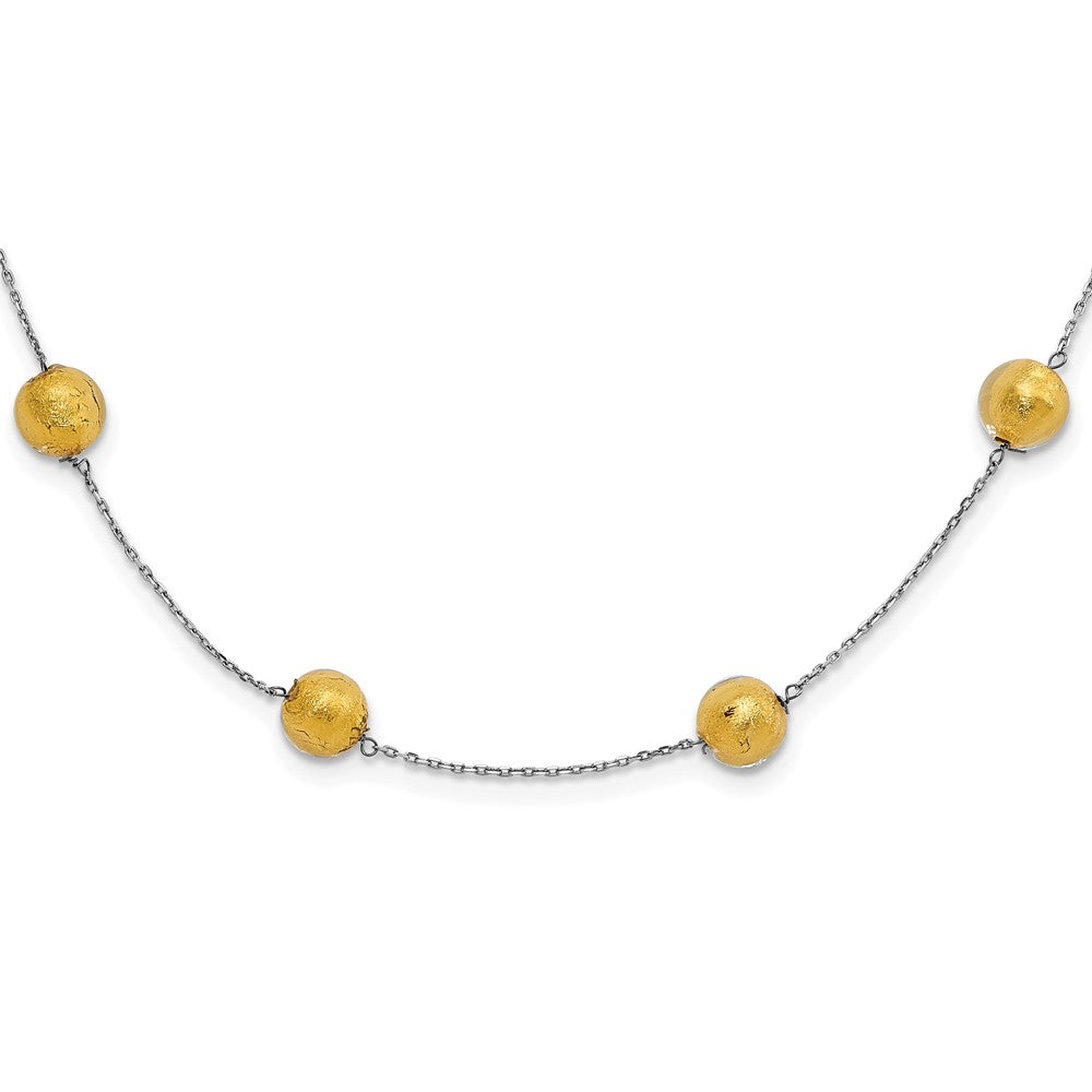 14k White Gold Murano Glass Beaded w/ 1.5in ext Necklace