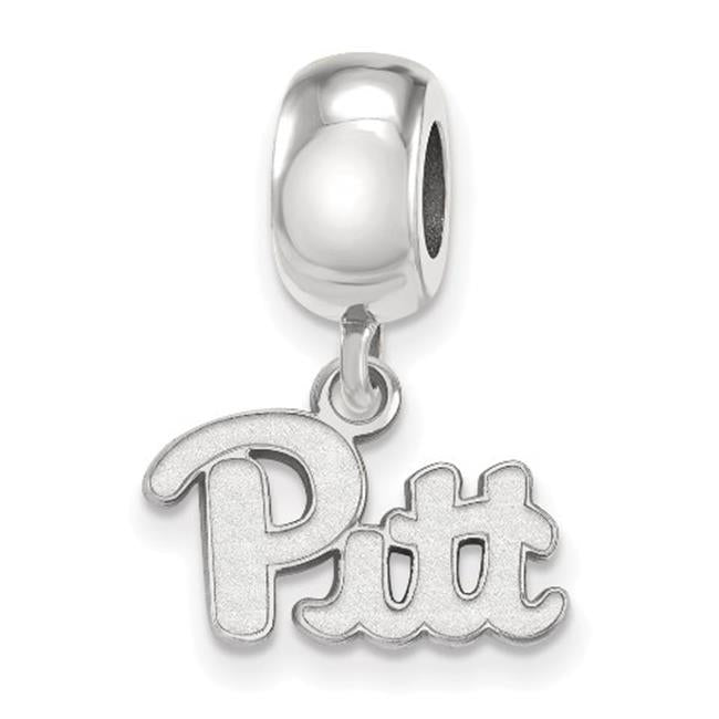 Sterling Silver Rhodium-plated LogoArt University of Pittsburgh Extra Small Dangle Bead Charm
