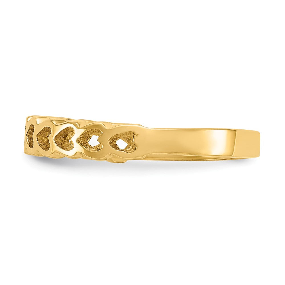 14k Polished Hearts Ring Size 6