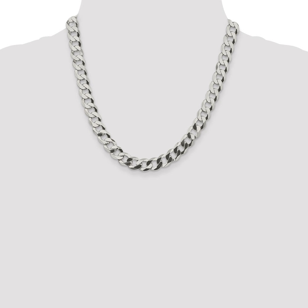 Sterling Silver 9.75mm Flat Curb Chain 20 Inches