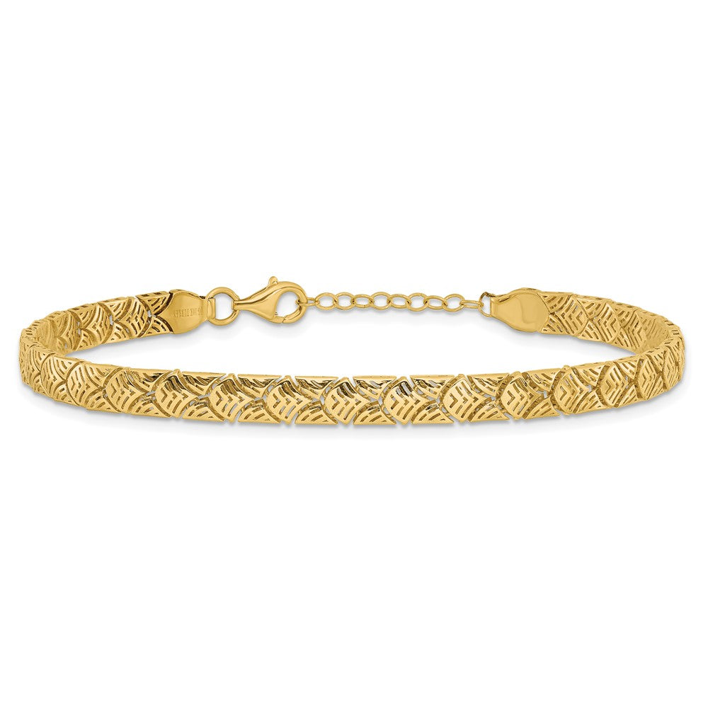 10K Polished Fancy Mermaid Pattern w/1in ext. Bracelet