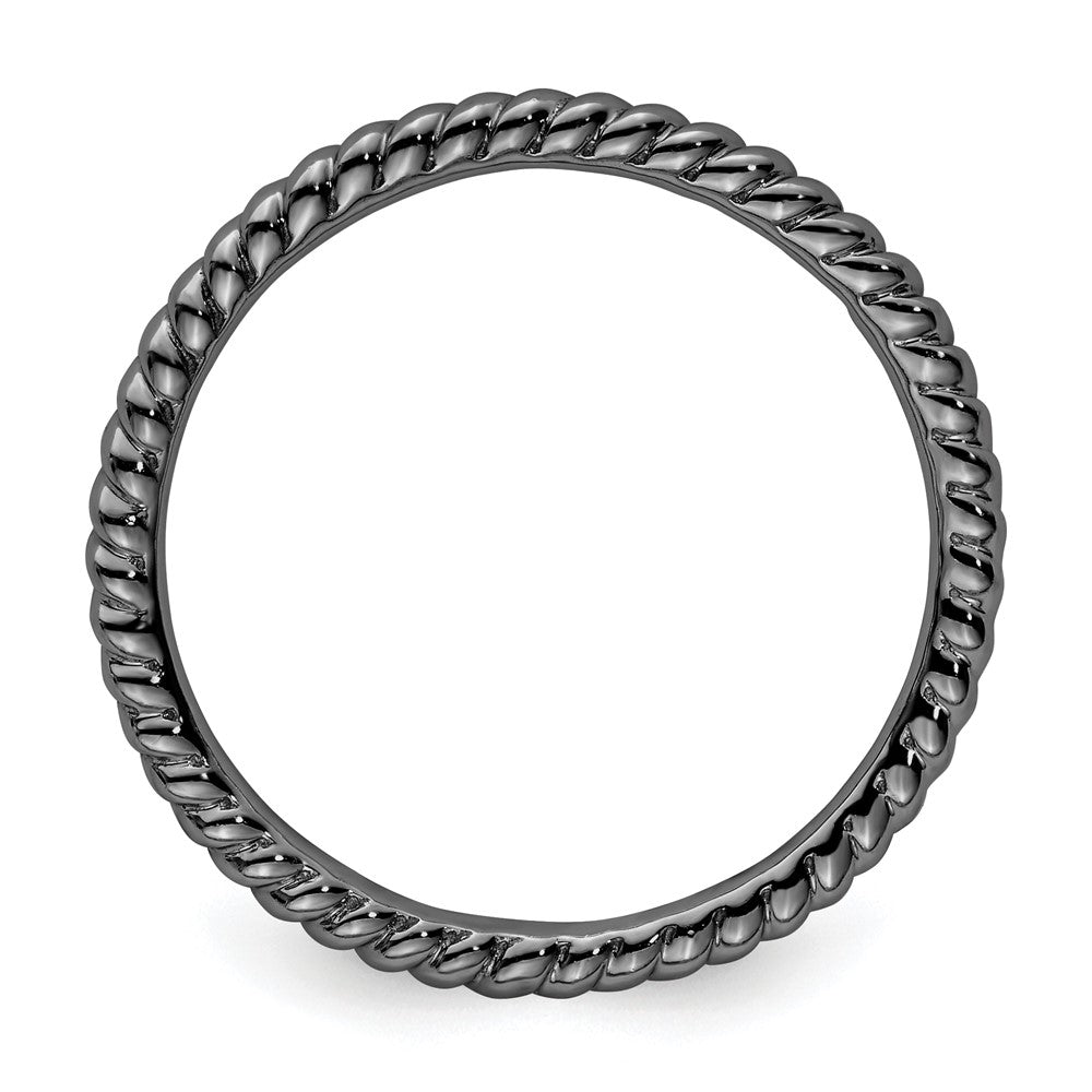 Sterling Silver Stackable Expressions Black-plated Twisted Ring Size -6