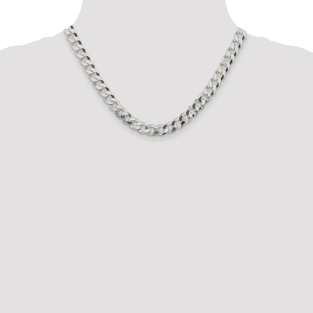 Sterling Silver 8.5mm Beveled Curb Chain 18 Inches