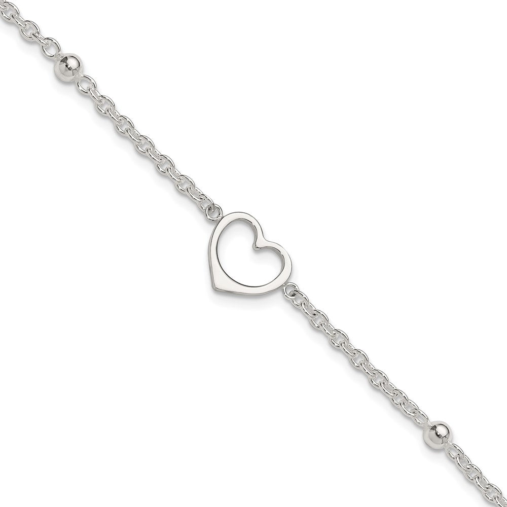 Sterling Silver 9in Plus 1 in ext Heart Anklet 10 inches