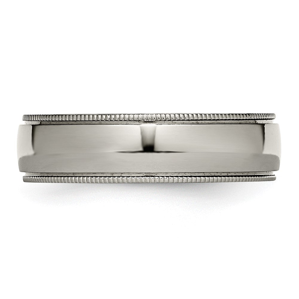 Titanium Polished 6mm Grooved and Beaded Edge Band Size - 11