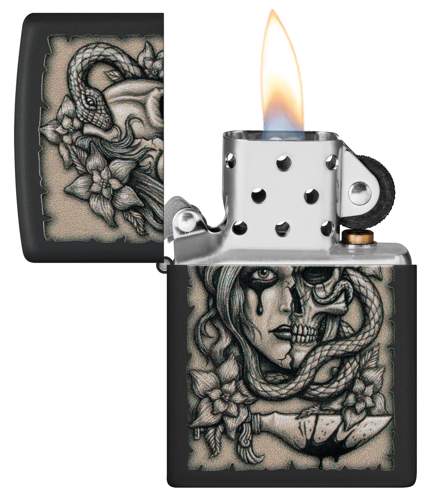 Zippo 48616 Black Gory Tattoo Design Windproof Pocket Lighter