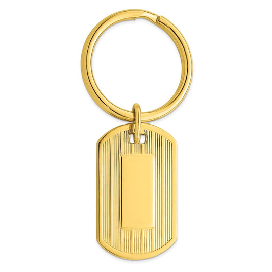 Gold-plated Kelly Waters Etched Lines Key Ring with Engravable Area QGL8721