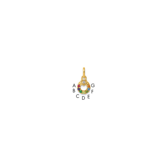 14k Dia Heart w/ 7 Birthstone Mother's Circle Pendant Semi-Mount