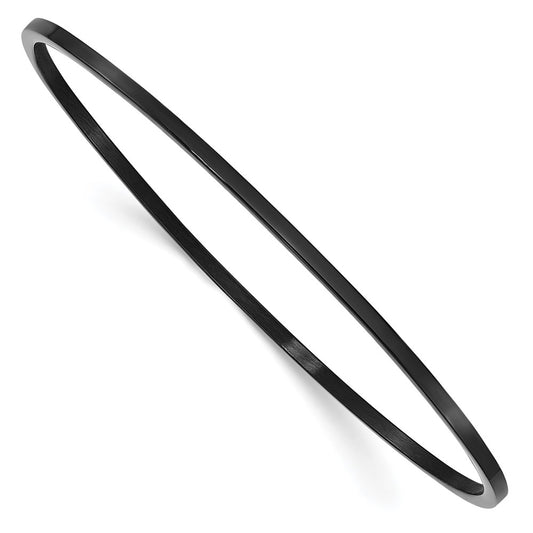 Stainless Steel Polished Black IP-plated 2mm Bangle 8 inches