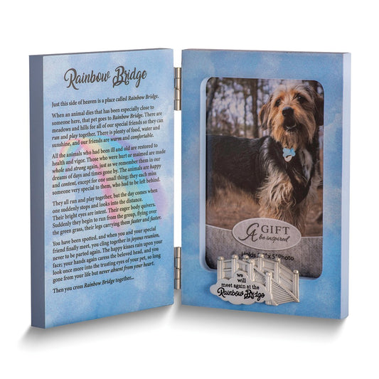 RAINBOW BRIDGE Wooden Memorial Hinged 3.5x5 Photo Frame