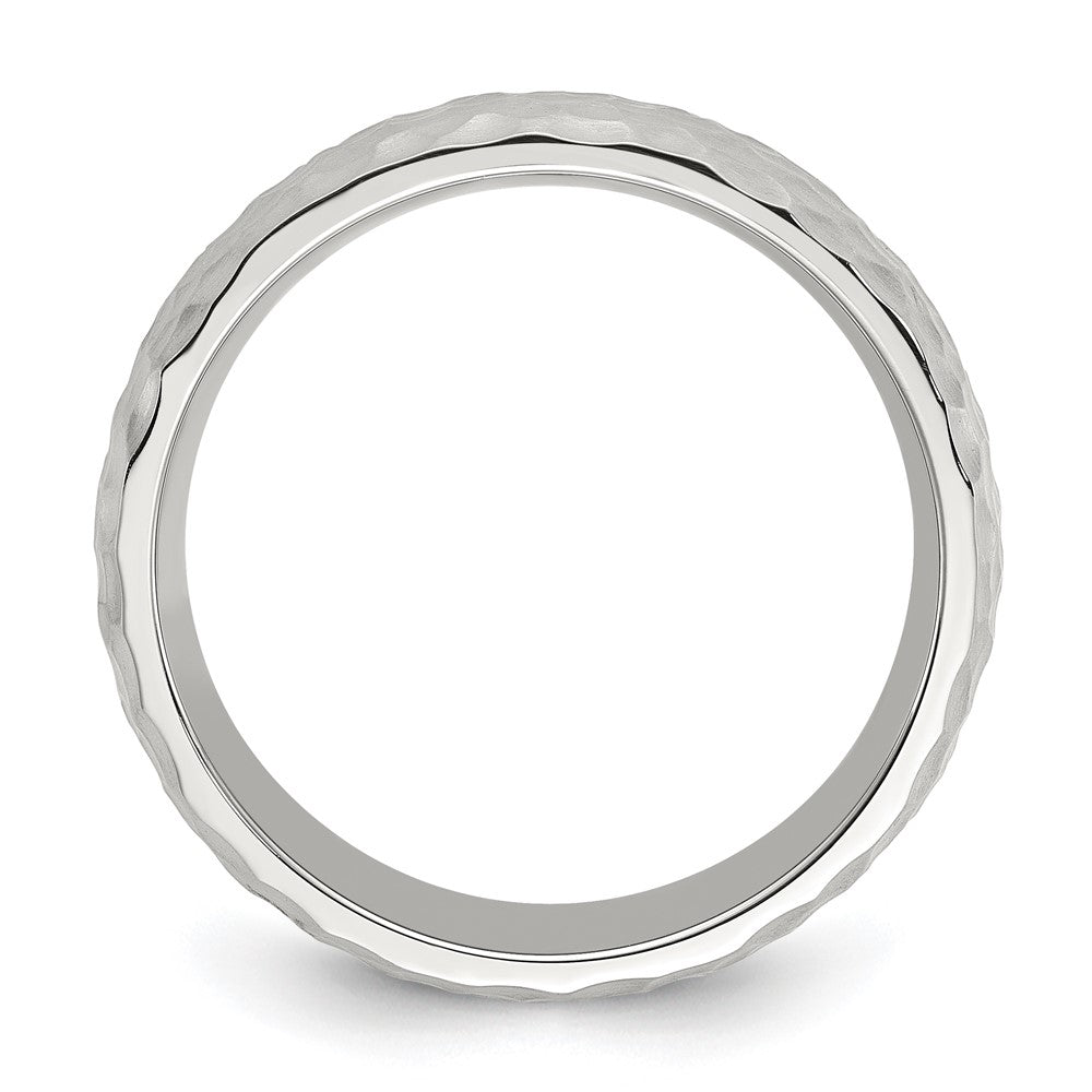 Stainless Steel Brushed and Polished Hammered 7.5mm Band Size - 7.5