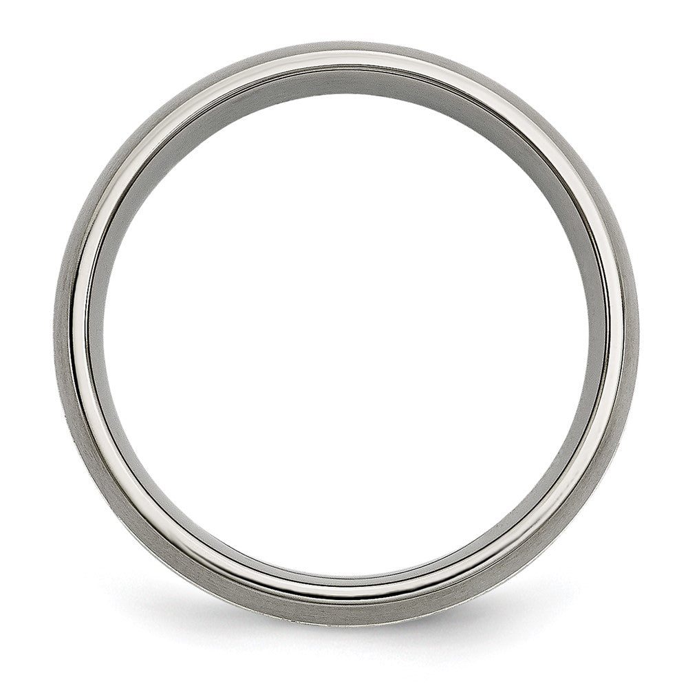 Titanium Brushed/Polished w/Sterling Silver Inlay 7mm Grooved Band Size - 8