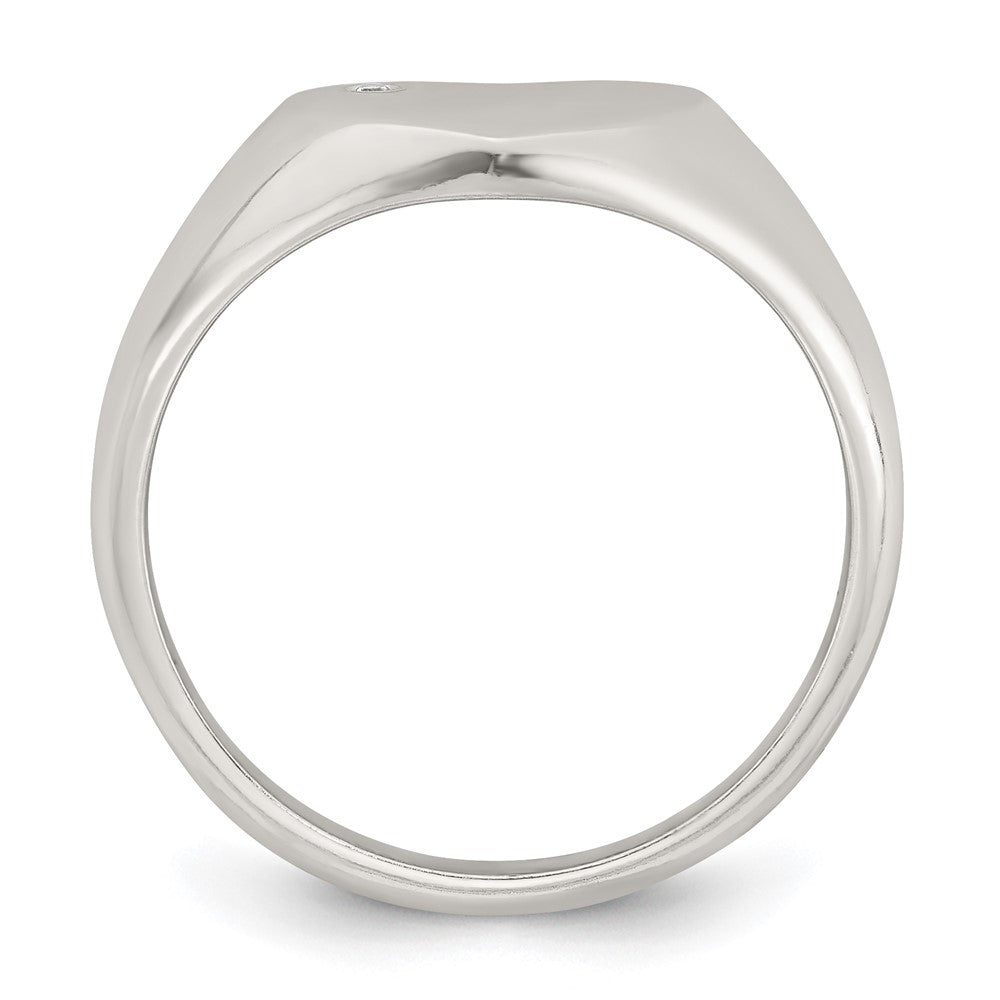 Sterling Silver Polished White CZ Heart Size 8 Signet Ring