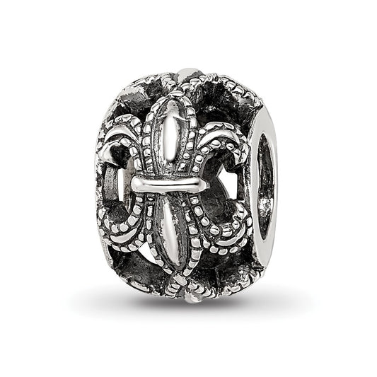 Sterling Silver Reflections Antiqued Fleur de Lis Bead