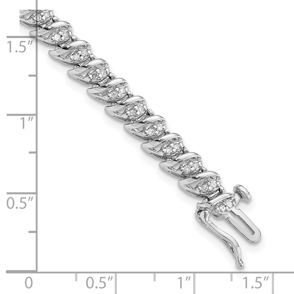 Sterling Silver Rhodium Plated Diamond Bracelet 7 inches