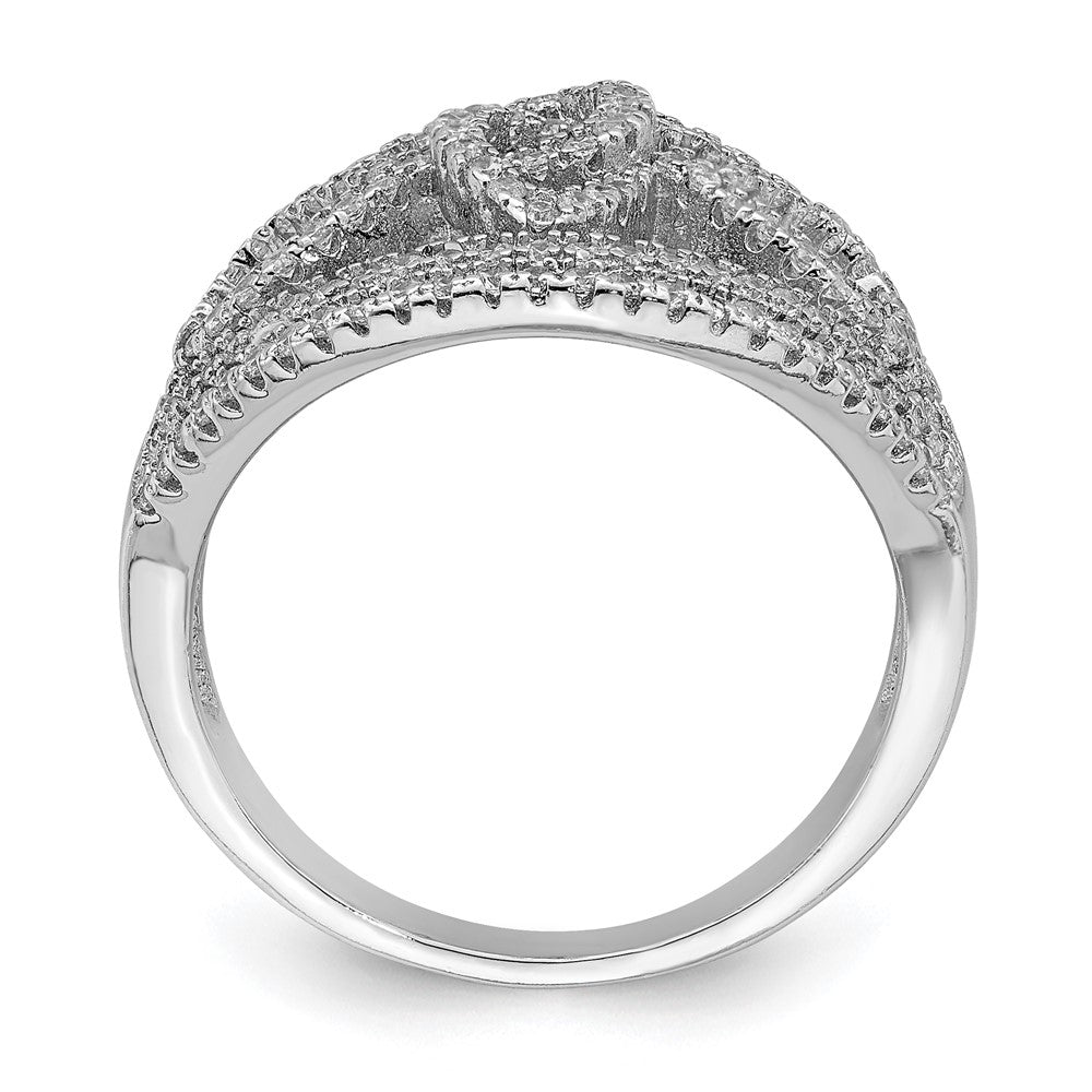 Sterling Silver Rhodium-plated CZ Micro Pave Fancy Ring