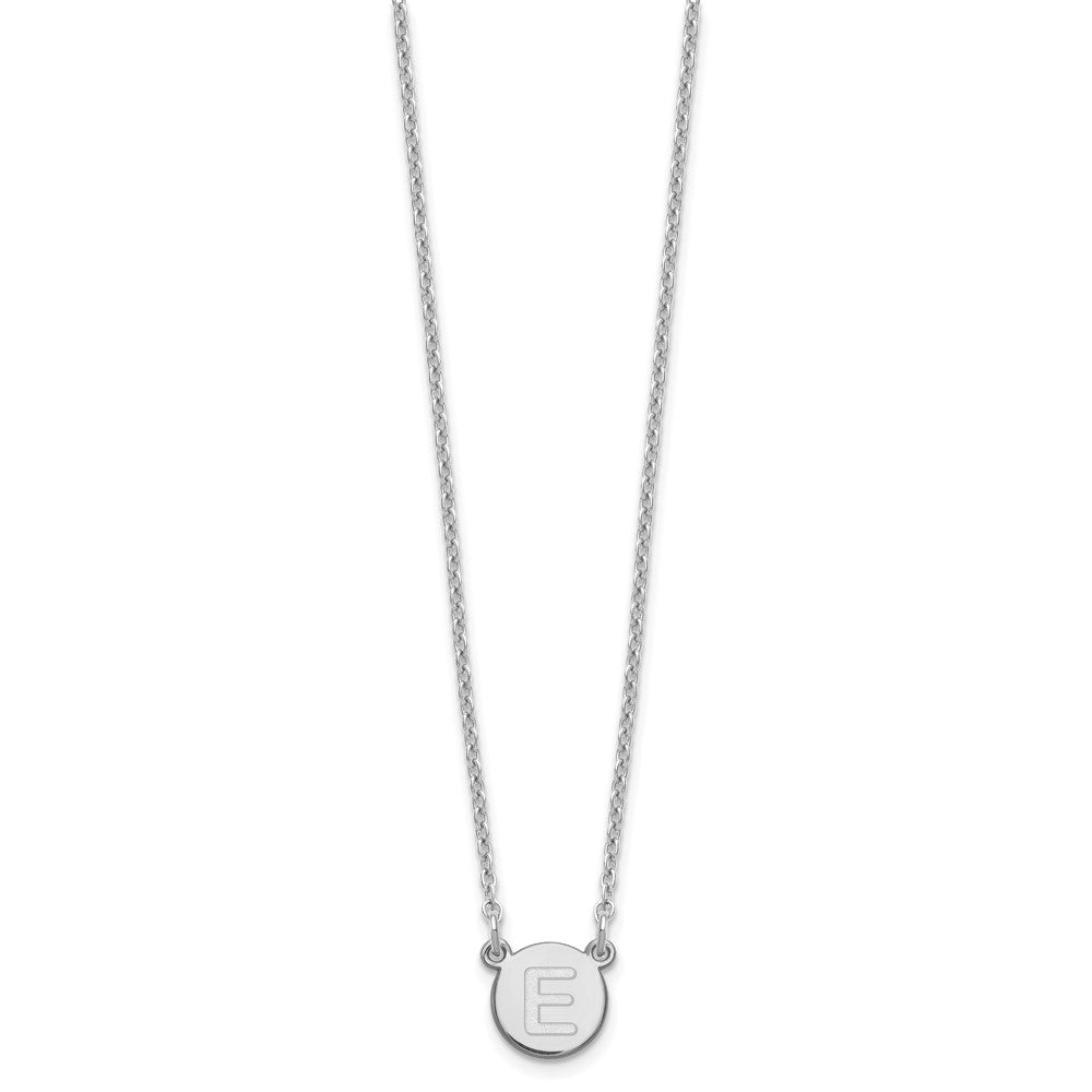 Sterling Silver Rhodium-plated Tiny Circle Block Letter E Initial Necklace