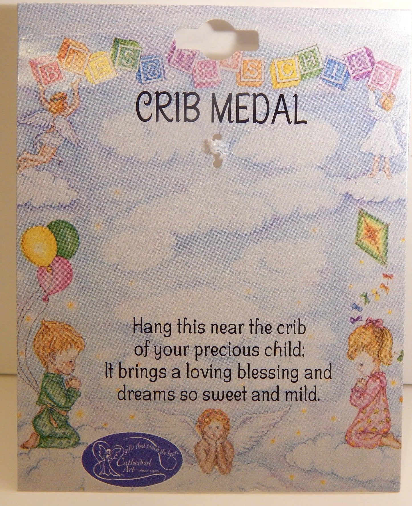 Cathedral Art CM16B Blue Angel Crib Medal for Jewelry Making, 2-1/2 by 2-Inch