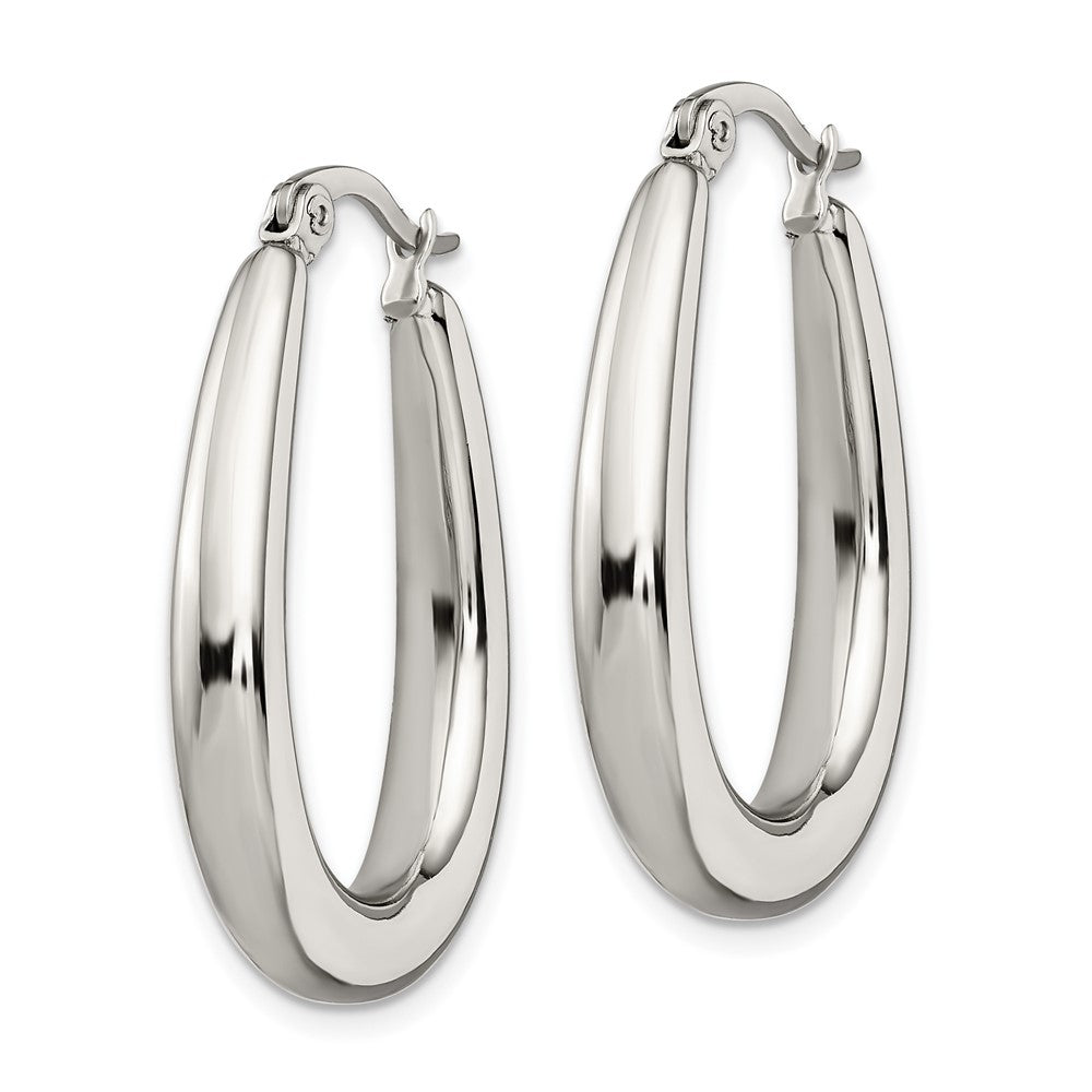 Stainless Steel Polished Teardrop Hollow Hoop Earrings