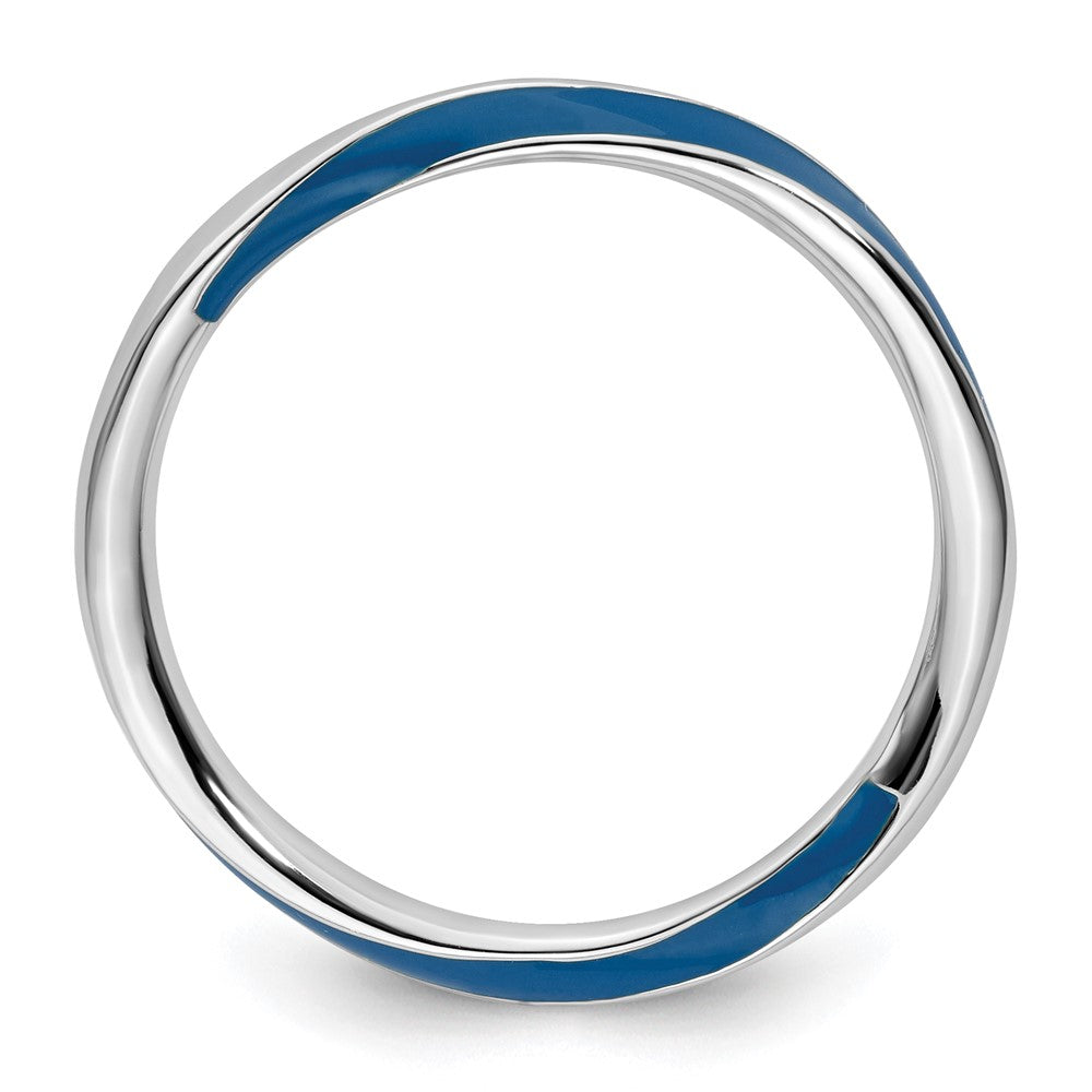 Sterling Silver Stackable Expressions Twisted Blue Enameled Ring Size -9