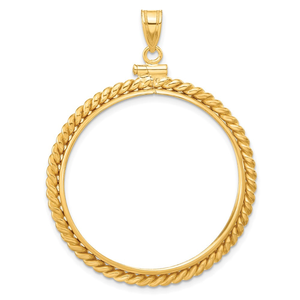 Wideband Distinguished Coin Jewelry 14k Polished Twisted Wire 32.7mm x 3.00mm Screw Top Coin Bezel Pendant