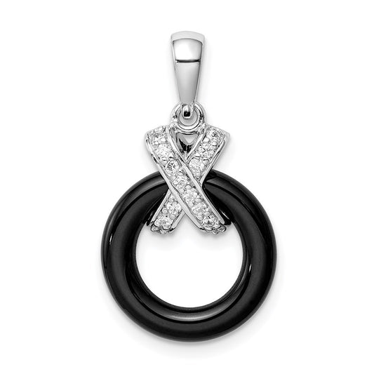 Sterling Silver Rhodium Plated CZ Pendant