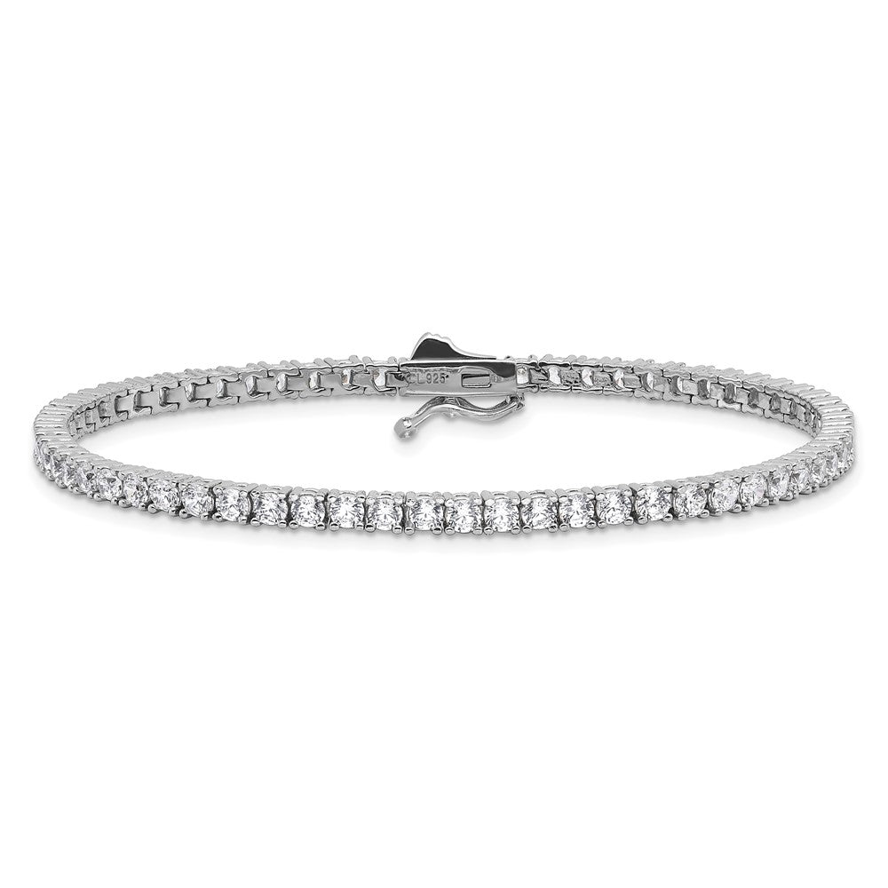Sterling Shimmer Sterling Silver Rhodium-plated 2.5mm CZ 68 Stone 7 inch Bracelet 7 inches