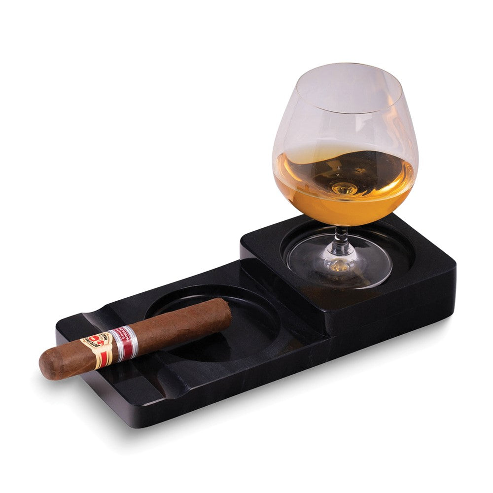 Black Marble Cigar Ashtray and Coaster