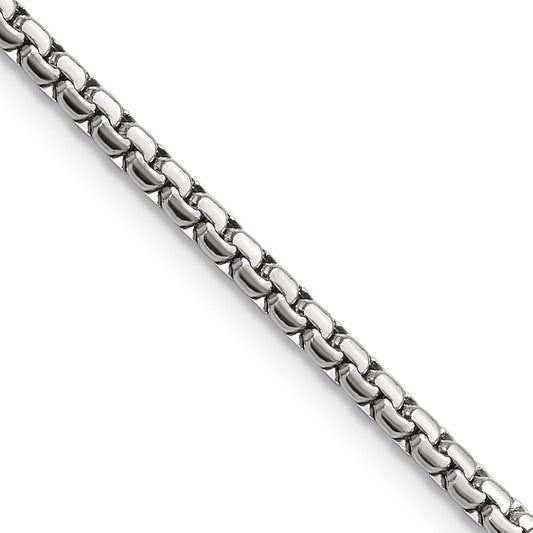 Stainless Steel Polished 2.5mm 22in Fancy Box Chain