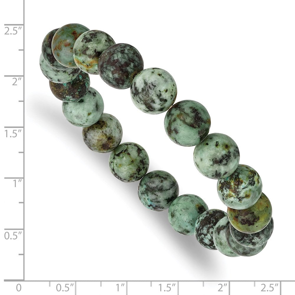 African Pine Agate Beaded Stretch Bracelet 6.5 inches