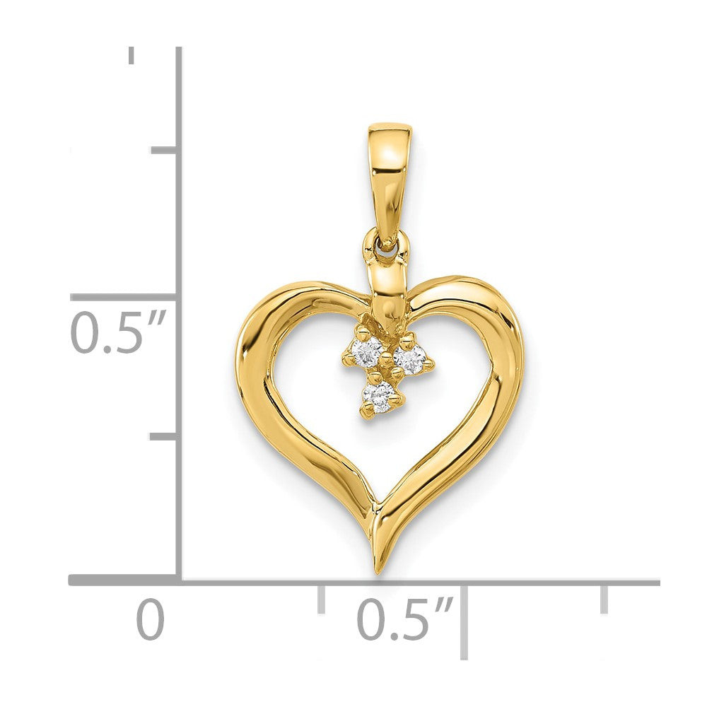 10k Polished Diamond Open Heart Pendant