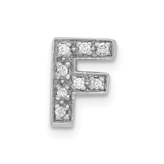 Sterling Silver Polished CZ Initial F Slide