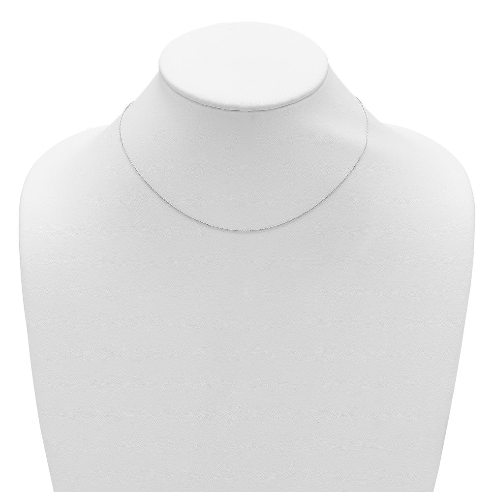 14k White Gold .85mm D/C Square Cable 1in+1in Adjustable Chain