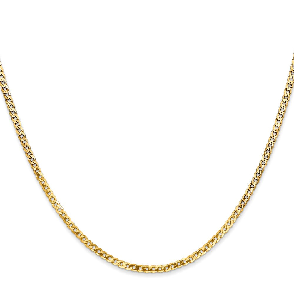 14K 26 inch 2.2mm Flat Beveled Curb with Lobster Clasp Chain