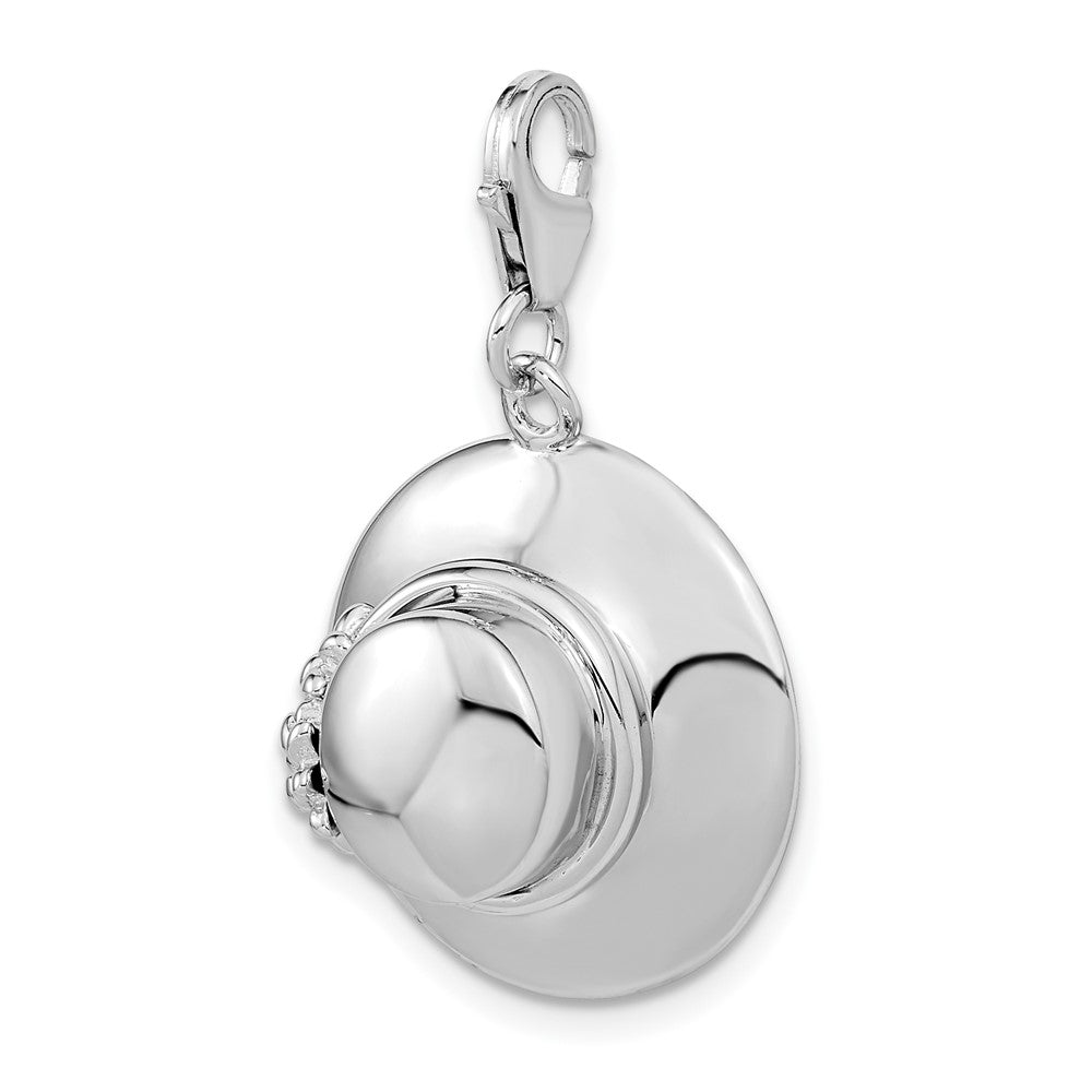 Amore La Vita Sterling Silver Rhodium-plated Polished 3-D Enameled Hat Charm with Fancy Lobster Clasp