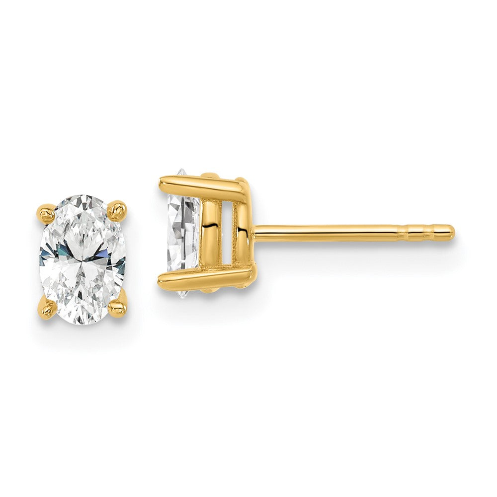 14k Yellow Gold 2/3 ctw Lab Grown Diamond VS+ F+ Oval 4 Prong Heavy Wt. Stud Earrings