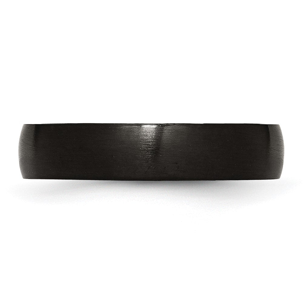 Stainless Steel 5mm Black IP-plated Brushed Band Size - 7.5
