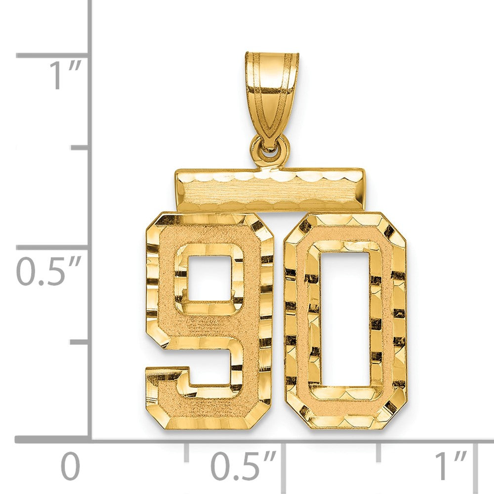 14k Medium Diamond-cut Number 90 Charm