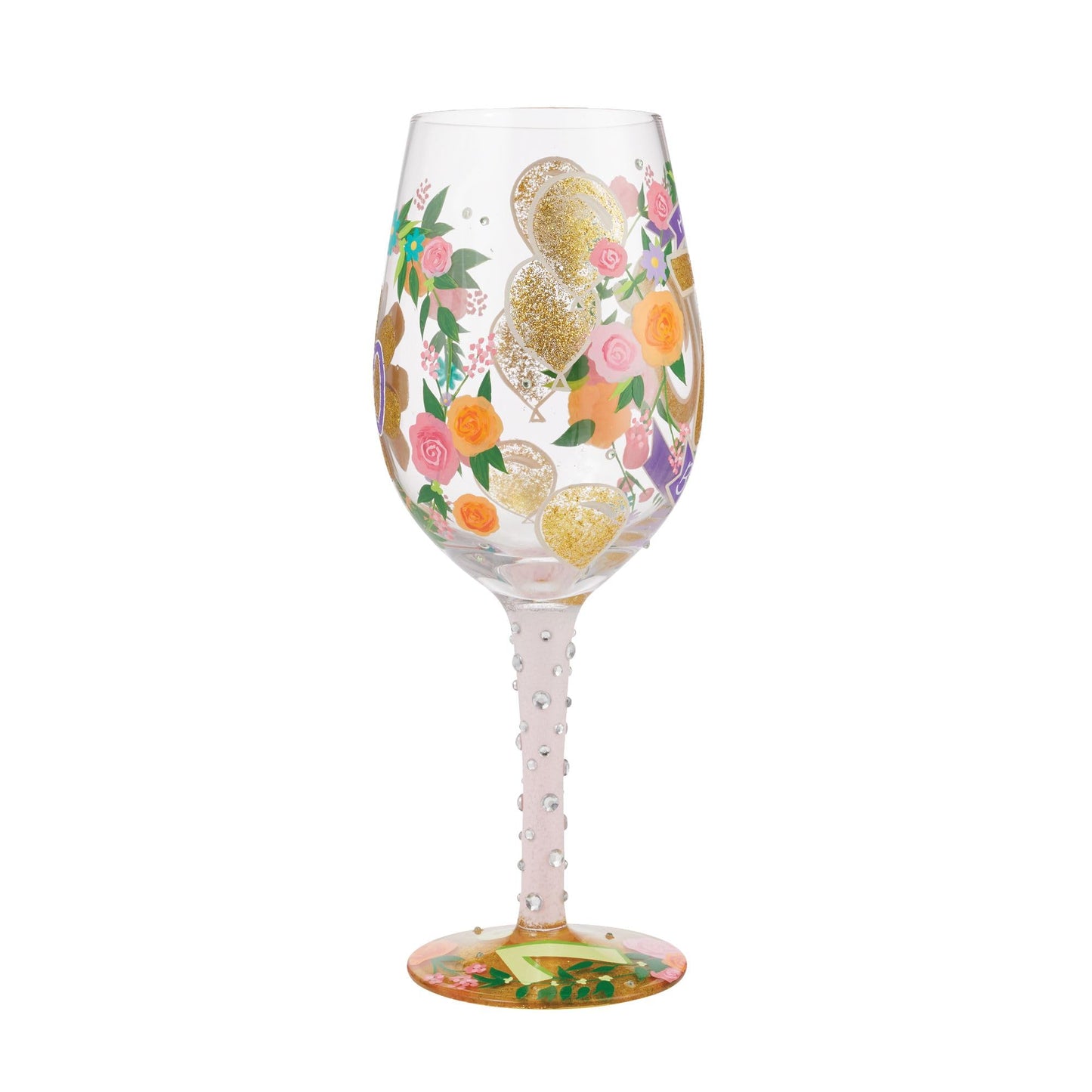 Enesco Lolita Happy 70th Birthday Hand Painted Multicolor Wine Glass 15fl oz
